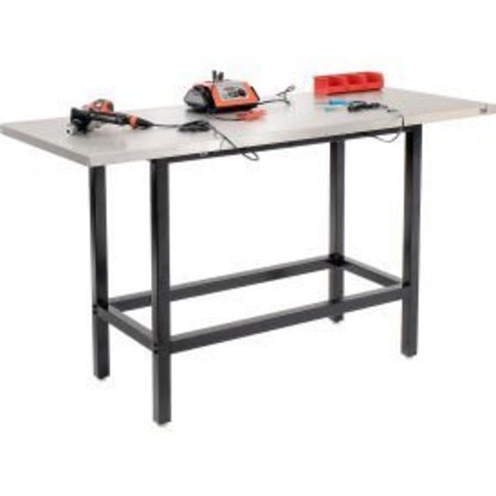 GLOBAL EQUIPMENT Standing Height Workbench w/ SS Square Edge Top, 72"W x 30"D, Black 318952